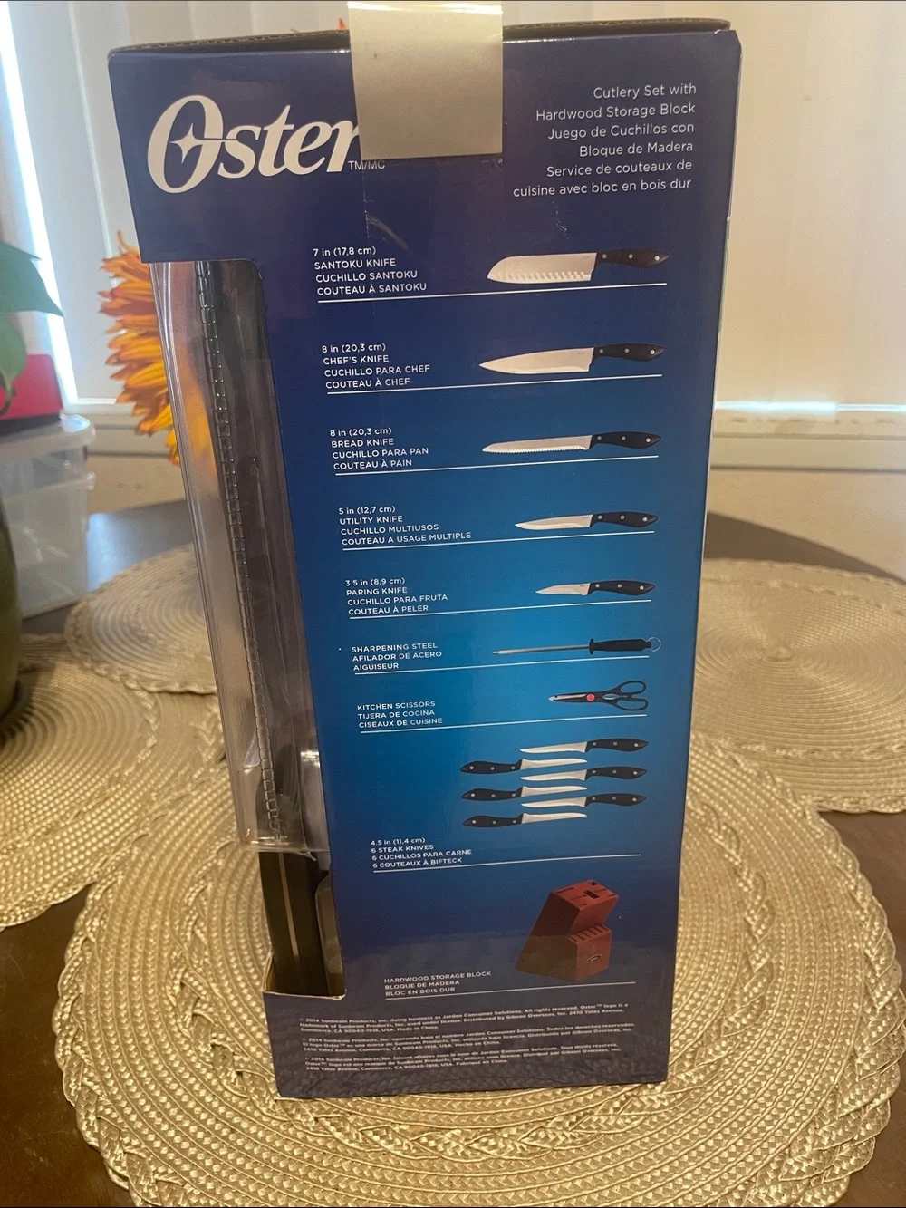 Oster Black Handle 14-Piece Cutlery Set with Wood Block